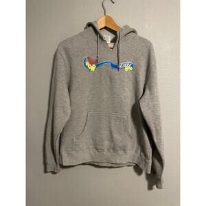 Vintage Roxy Womens Hoodie Size XL Gray Floral Graphic Print Spellout Grunge Y2K